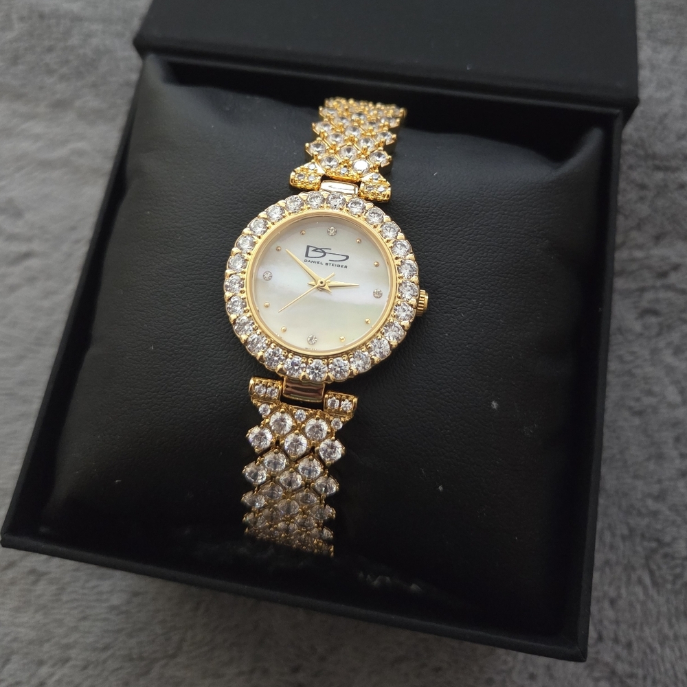 Daniel Steiger Women's Gold Watch With Crystal Band NWOT
